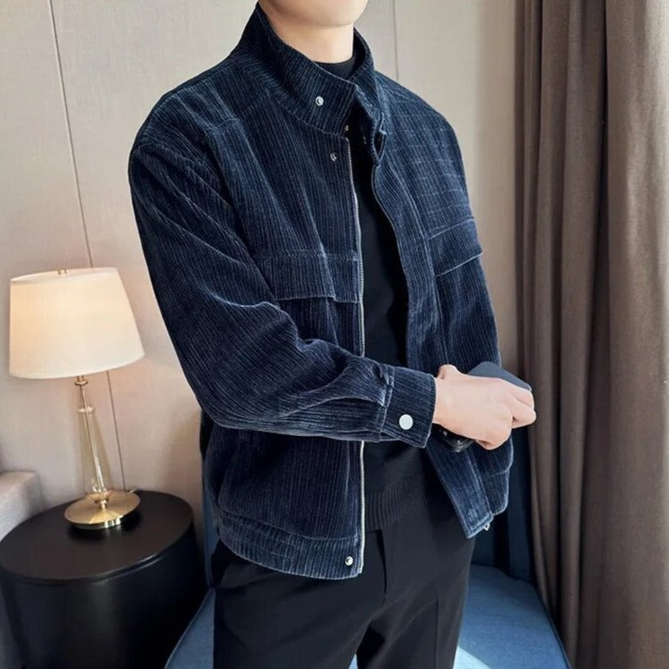 Corduroy winter jacket for men, casual elegant style, perfect fit for all seasons.