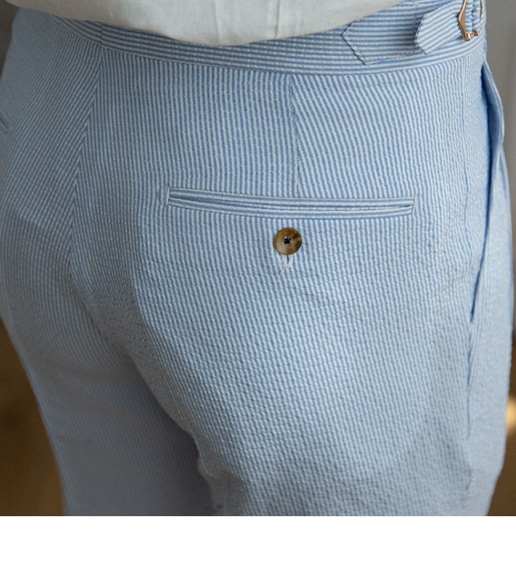 Italian Old Money Trousers in light blue, showcasing tailored fit and classic design.
