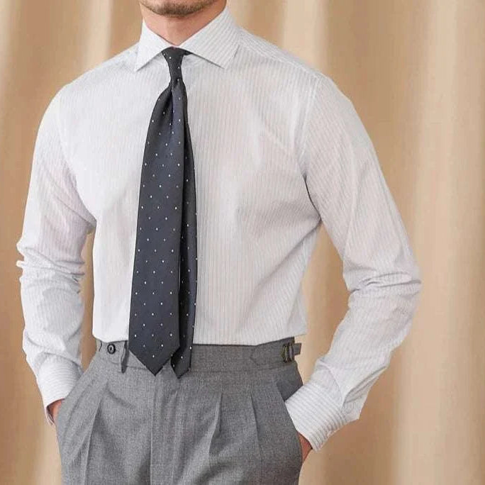 Business slim fit long sleeve premium shirt with elegant design, suitable for professional settings.