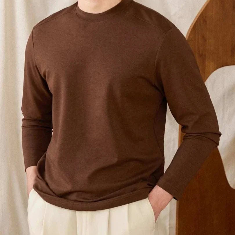 Slim fit smart casual premium sweater for men in brown.