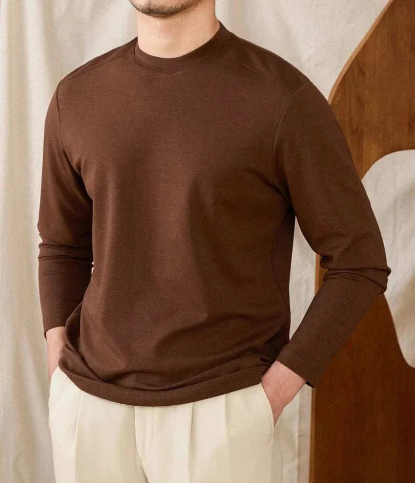 Slim fit smart casual premium sweater for men in brown.