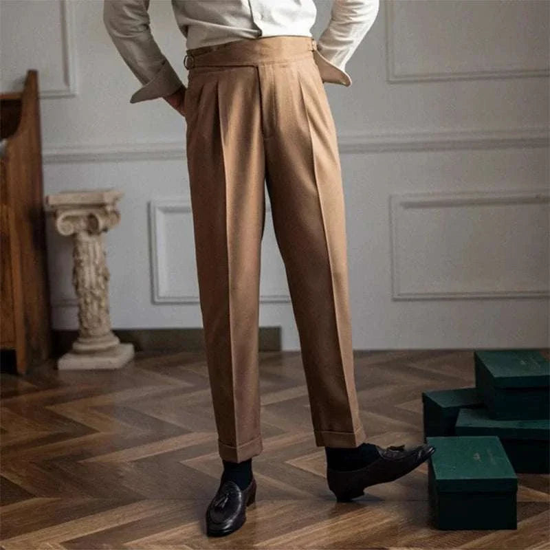 Office high-waist trousers in durable polyester for smart casual style.