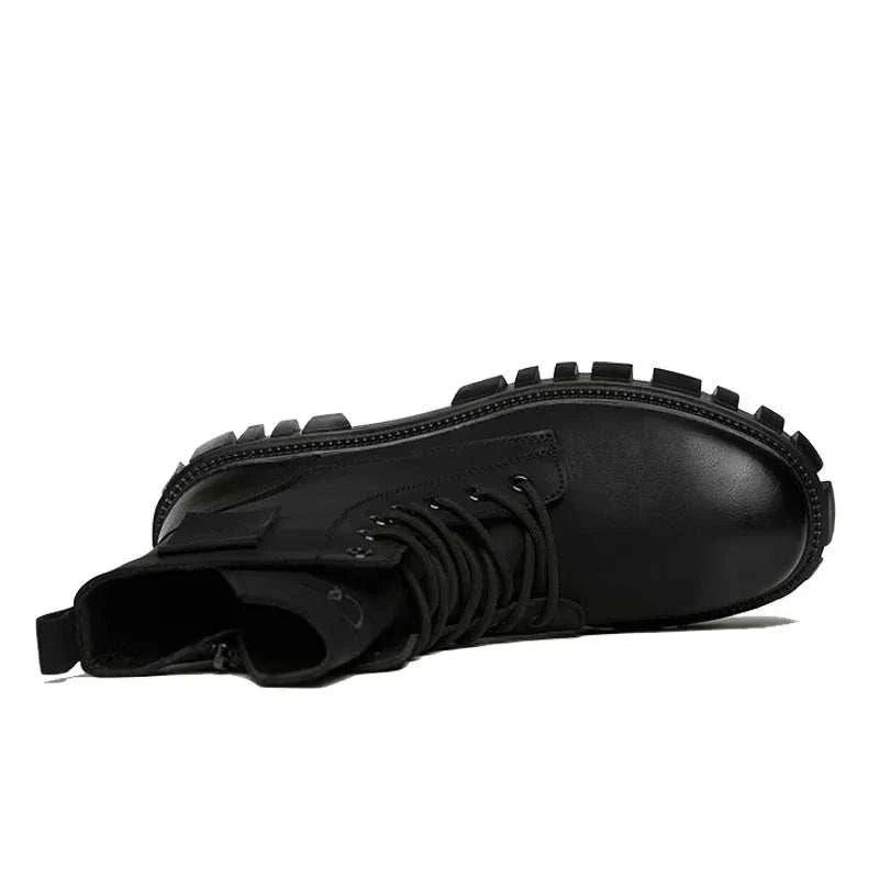 Platform winter boots made from genuine leather and rubber, stylish and cozy.