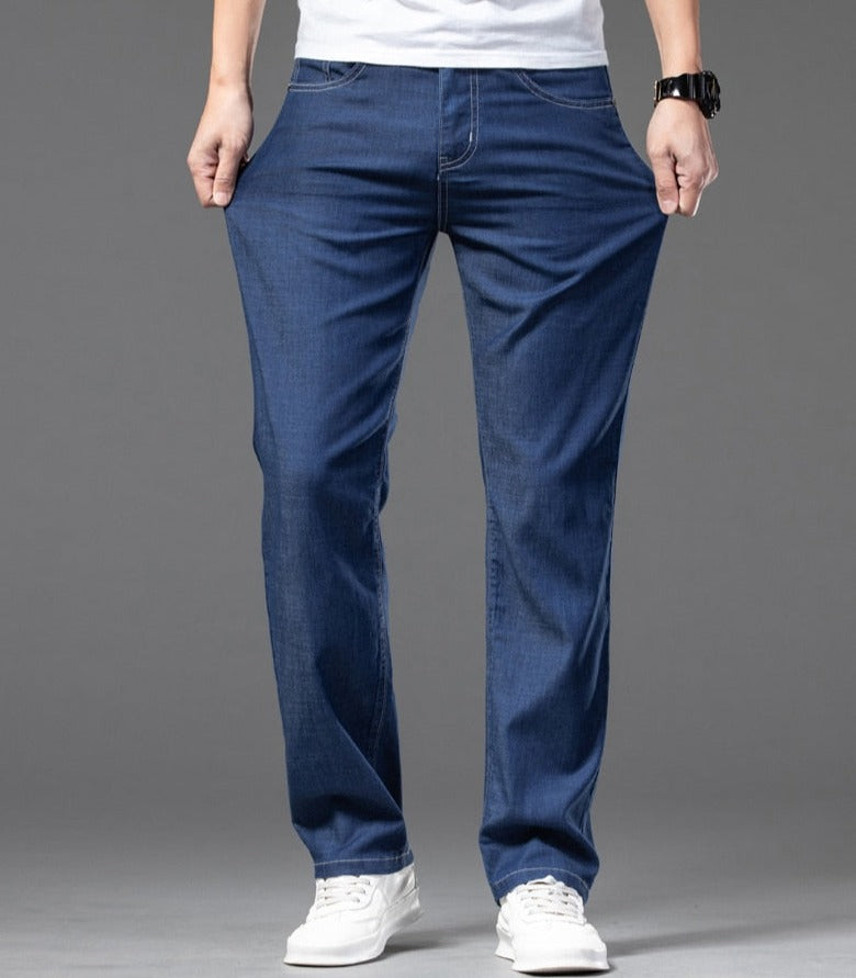 Vinny Jeans, comfortable smart casual jeans in blue, perfect for spring and autumn.