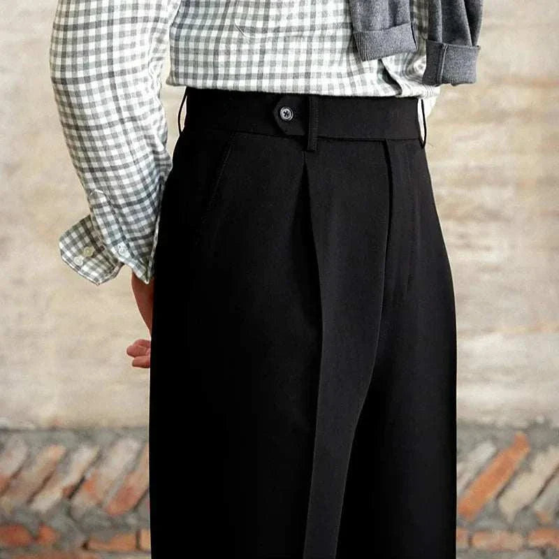 Italian straight style elegant pants in high-quality polyester for a sophisticated look.