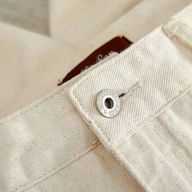British pure cotton old money pants close-up detail.