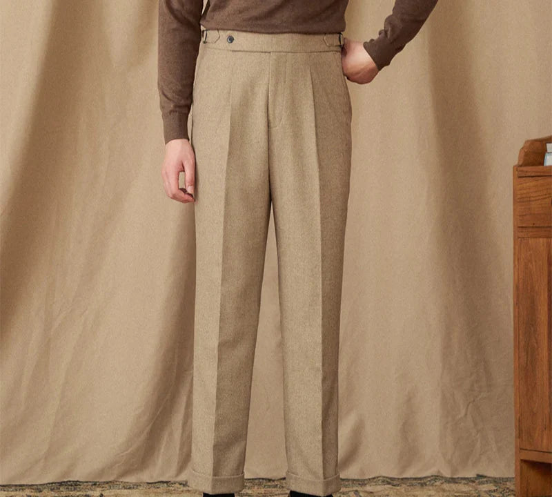 Wool winter Italian trousers for men, featuring luxurious fabric blend, ideal for any occasion.