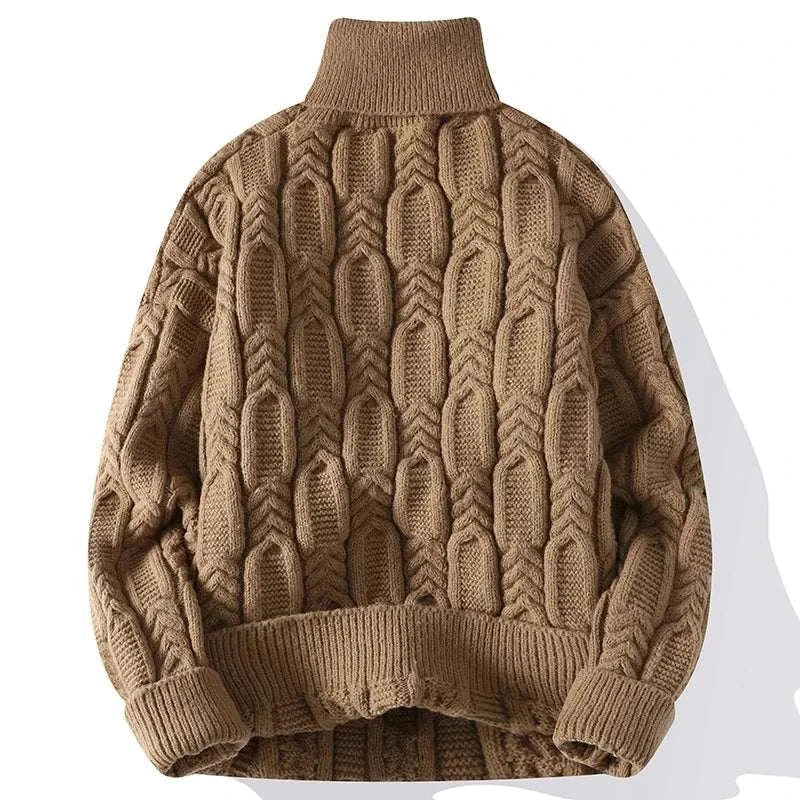 Khaki Juku winter sweater for men, warm and stylish.