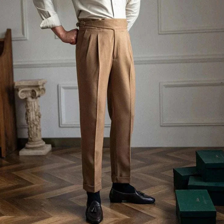 Cold season straight trousers for men with elegant style.