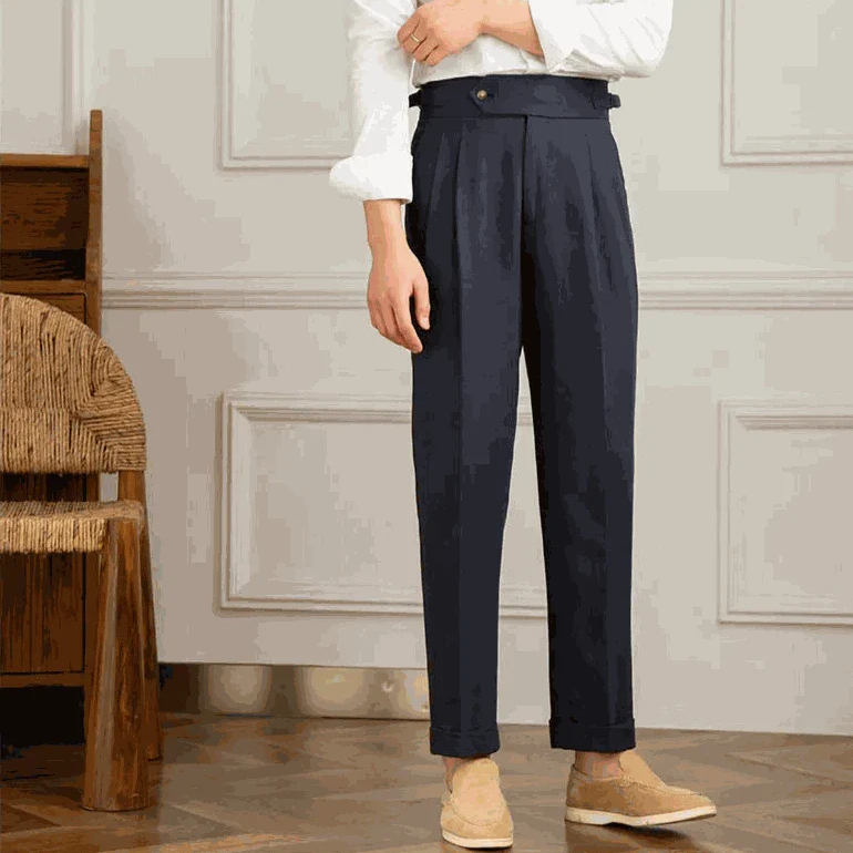 Antonios Naples cotton-linen pants, summer comfort fit.