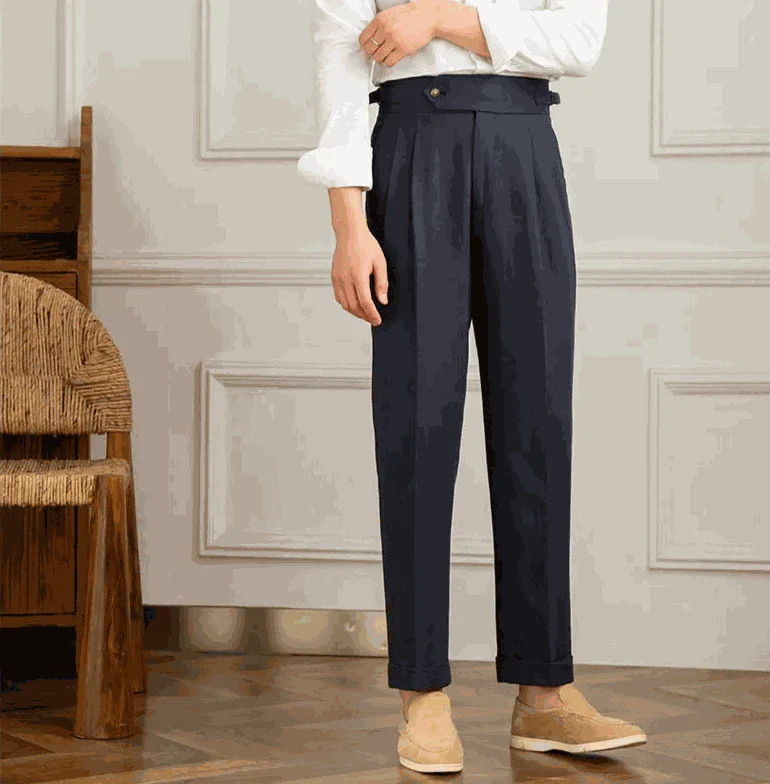 Antonios Naples cotton-linen pants, summer comfort fit.