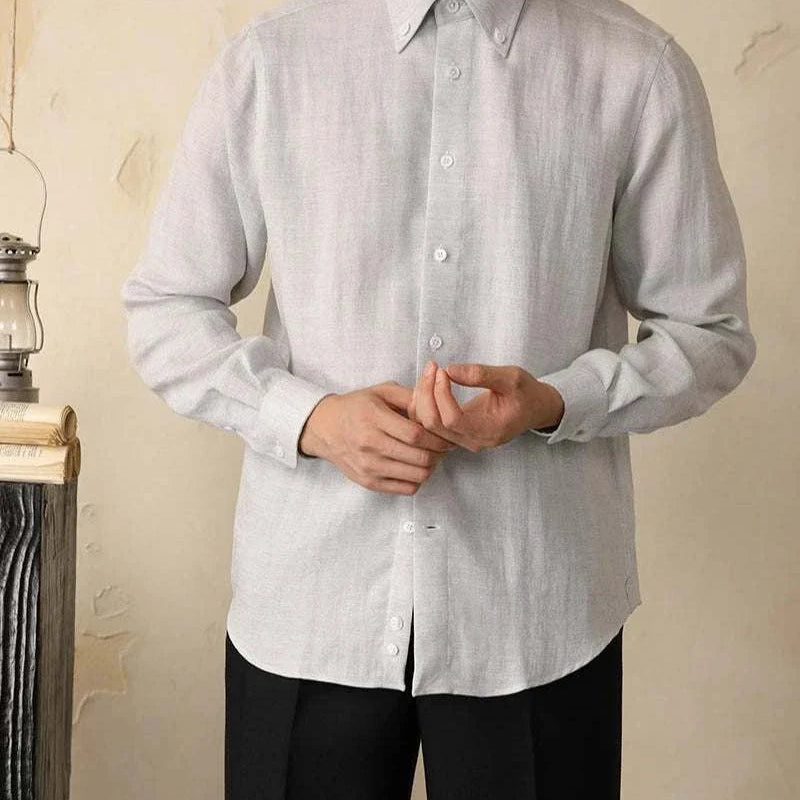 Antonios one-piece collar cotton shirt for men, soft and breathable fabric.