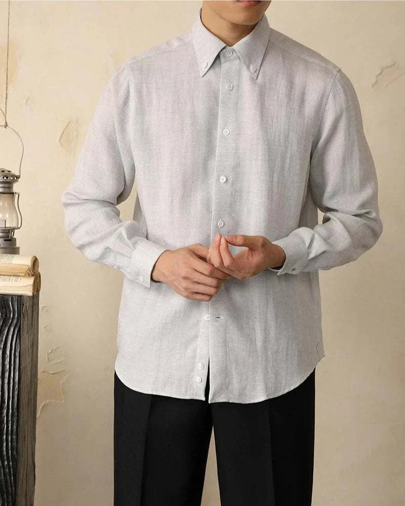 Antonios one-piece collar cotton shirt for men, soft and breathable fabric.