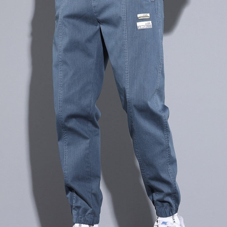 Vinny Loose Pants in blue, men's relaxed fit joggers for streetwear or workout.