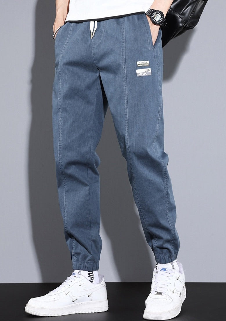 Vinny Loose Pants in blue, men's relaxed fit joggers for streetwear or workout.