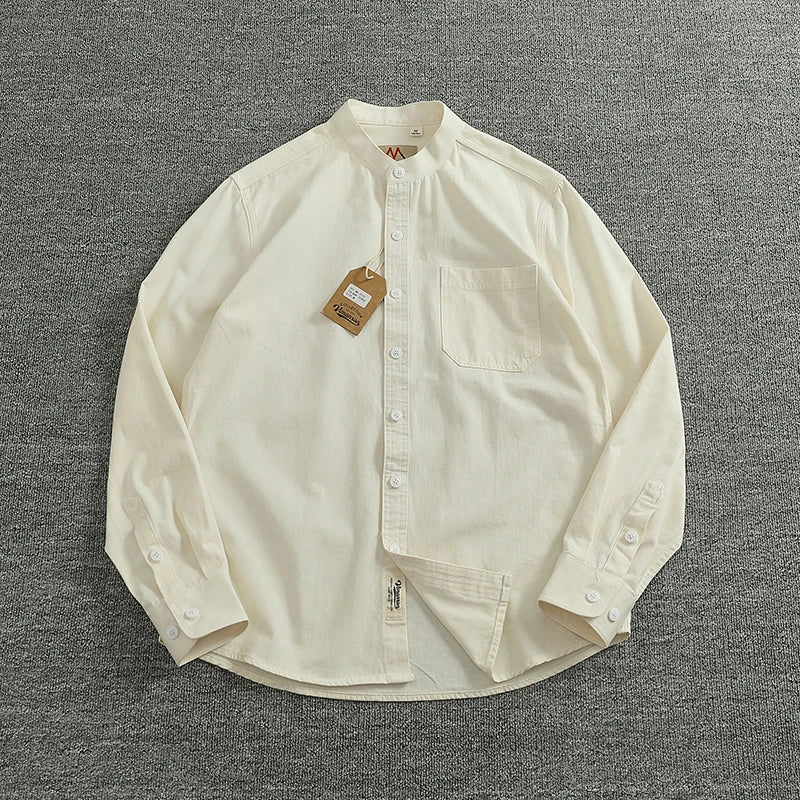 Gentleman stand collar cotton pullover