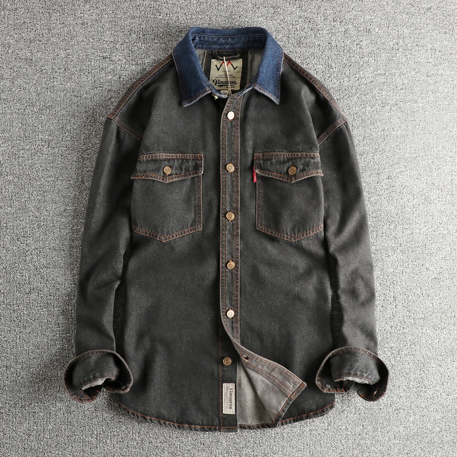 Heavyweight double pocket denim shirt