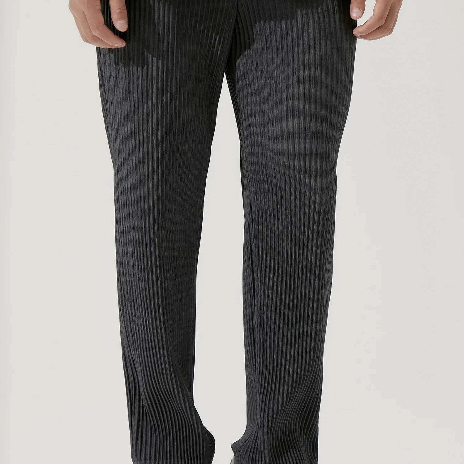 Baggy relaxed fit casual trousers for men in solid color, perfect for all-day comfort.