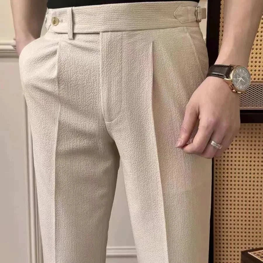 High-waist belt design trousers in luxurious viscose for a flattering fit.