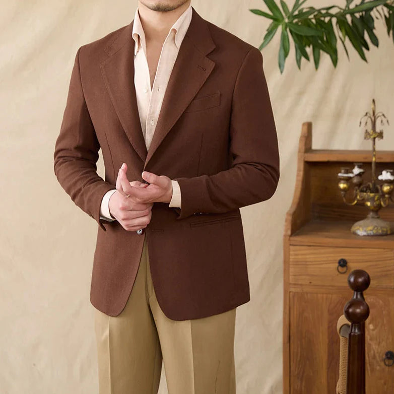 Business linen relaxation jacket for men in polyester, perfect for winter comfort and style.