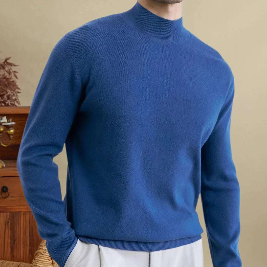 Men's blue Social Style Autumn Sweater made from soft wool for cozy fall fashion.