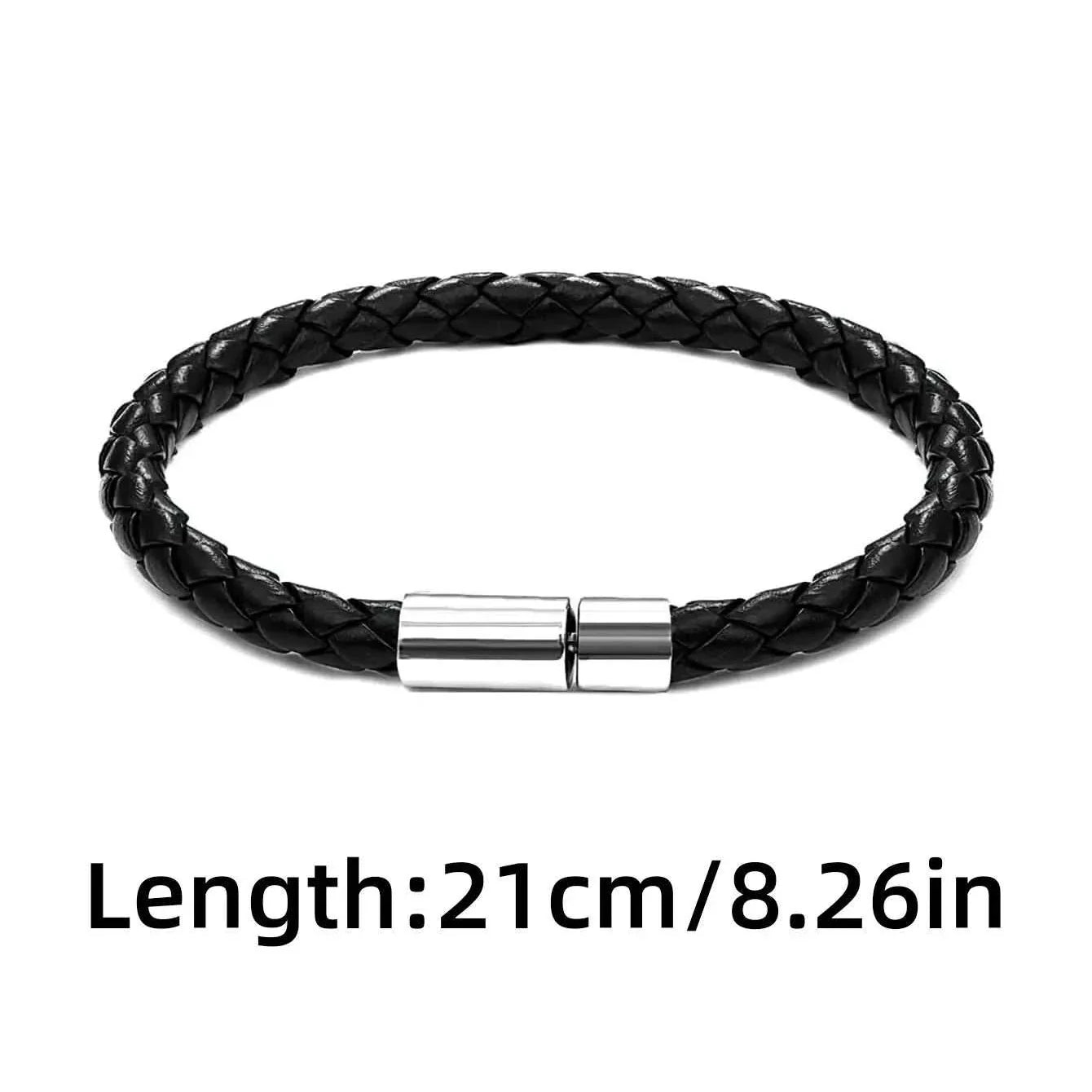 Business PU leather bracelet with sleek, professional design, 21cm length.