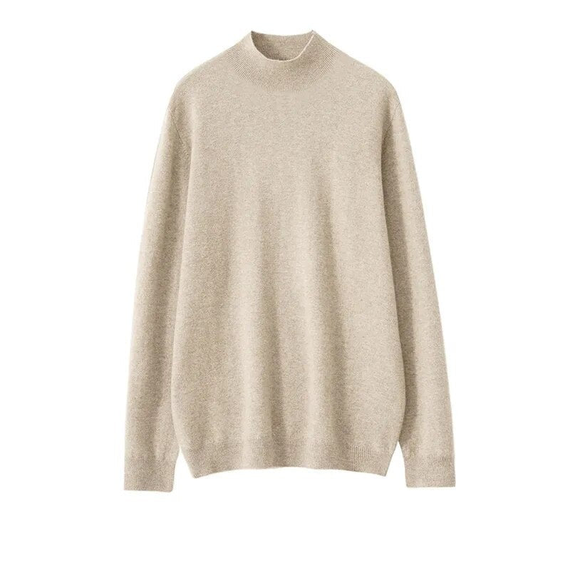 Antonios Pure Wool Sweater in beige, solid pattern, premium quality material.