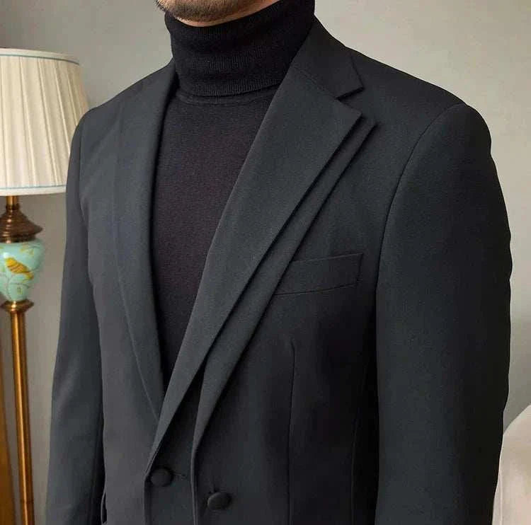 Formal elegant premium 2 piece suit featuring blazer and pants in polyester.