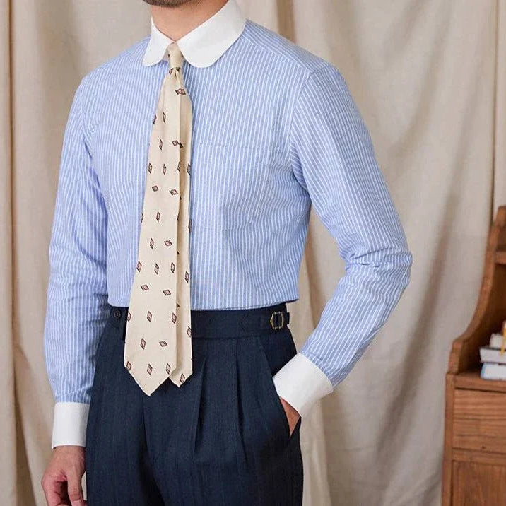 Antonios striped cotton business shirt for men with high-quality material and professional look.