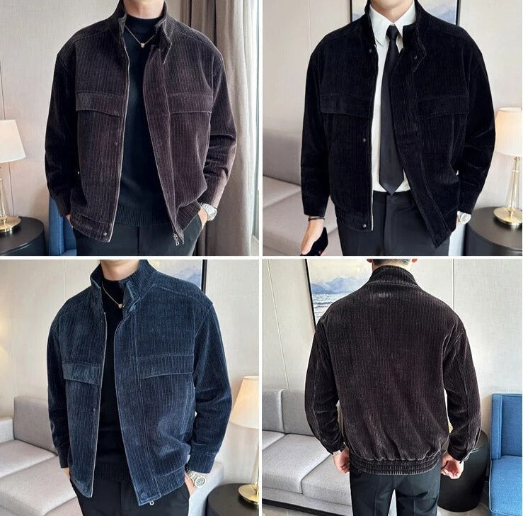 Men's casual elegant corduroy winter jacket in various colors, suitable for all seasons.