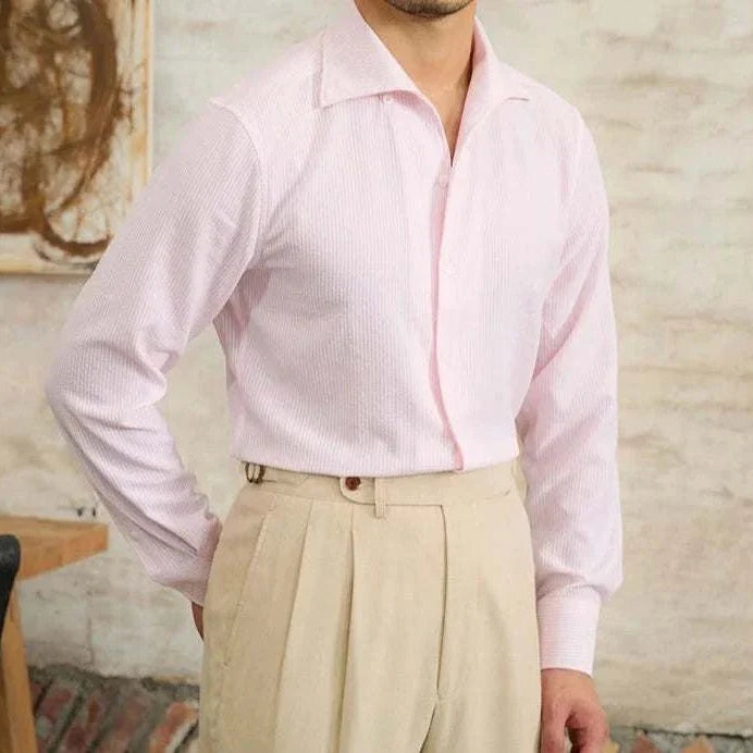 Vintage Italian long sleeve shirt in pink with comfy cotton fabric.