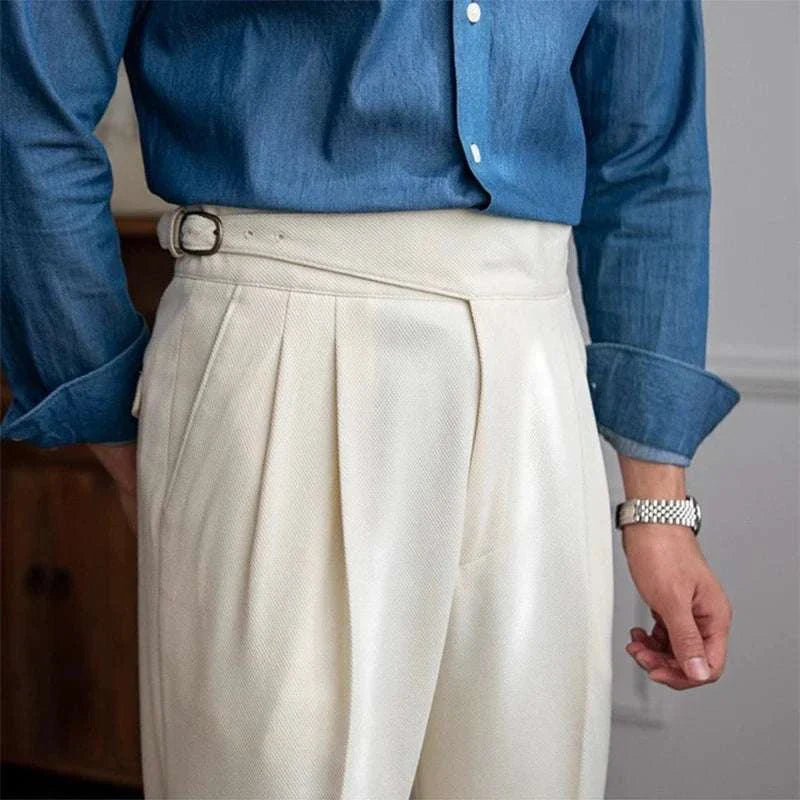 Office high-waist trousers in white, made from 100% polyester, ideal for a smart casual or elegant look.