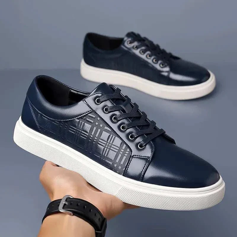 Intense blue casual shoes for men with modern breathable design.