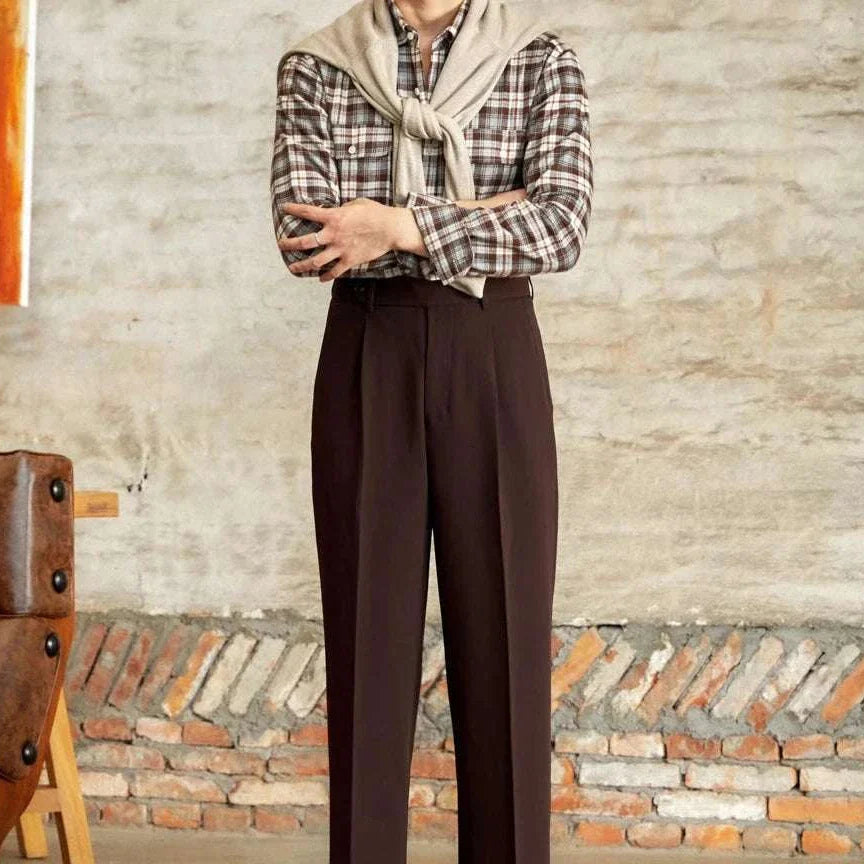 Italian straight style elegant pants in high-quality polyester for a polished look.