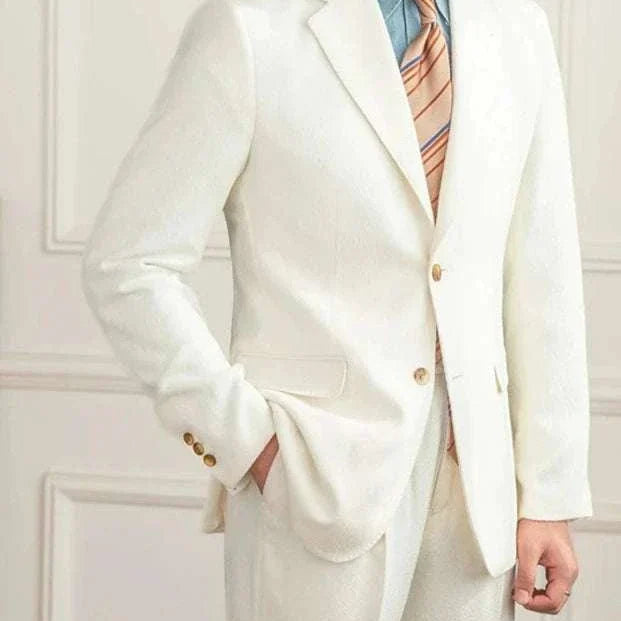 Wedding 2 piece premium suit in white, tailored fit, elegant and timeless design.