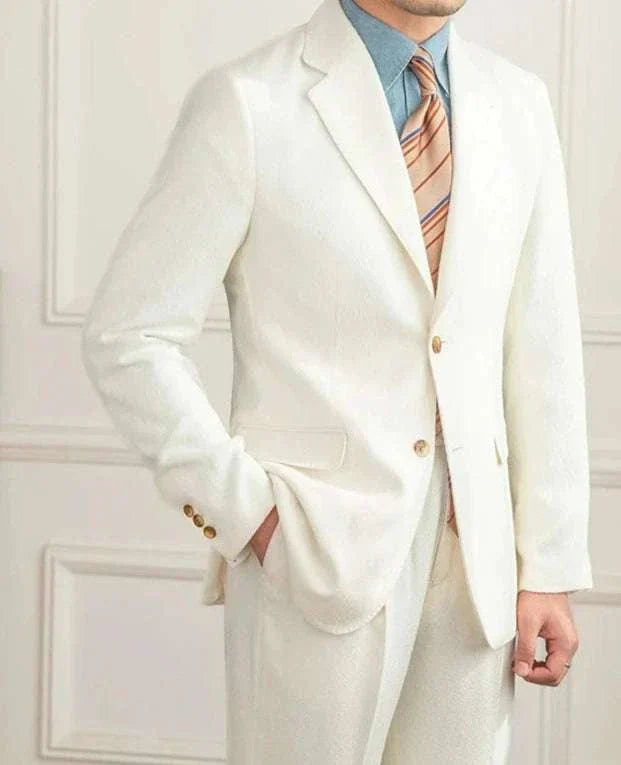 Wedding 2 piece premium suit in white, tailored fit, elegant and timeless design.