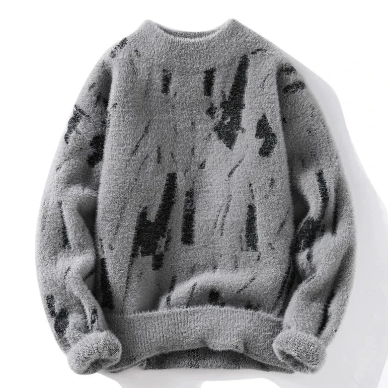 Harakiri sweater in grey with solid pattern, warm and breathable material.