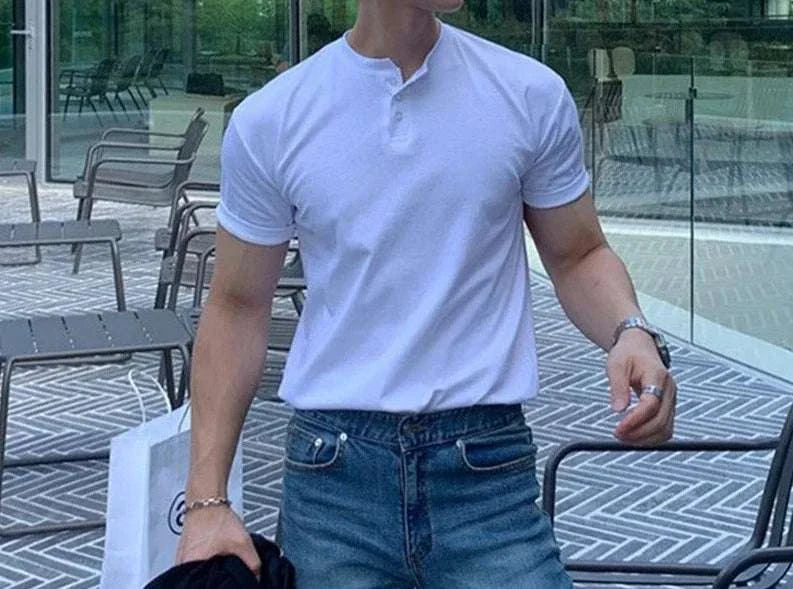 Antonios smart casual summer t-shirt for men, white, cotton, elegant style.