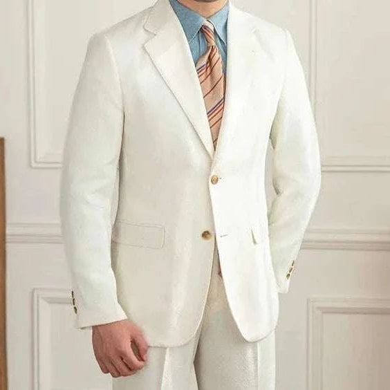 Wedding 2 piece premium suit in elegant white with tailored fit.