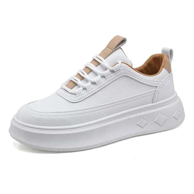 White leather basket comfort sneakers for men, breathable and stylish, suitable for casual wear in spring and autumn.