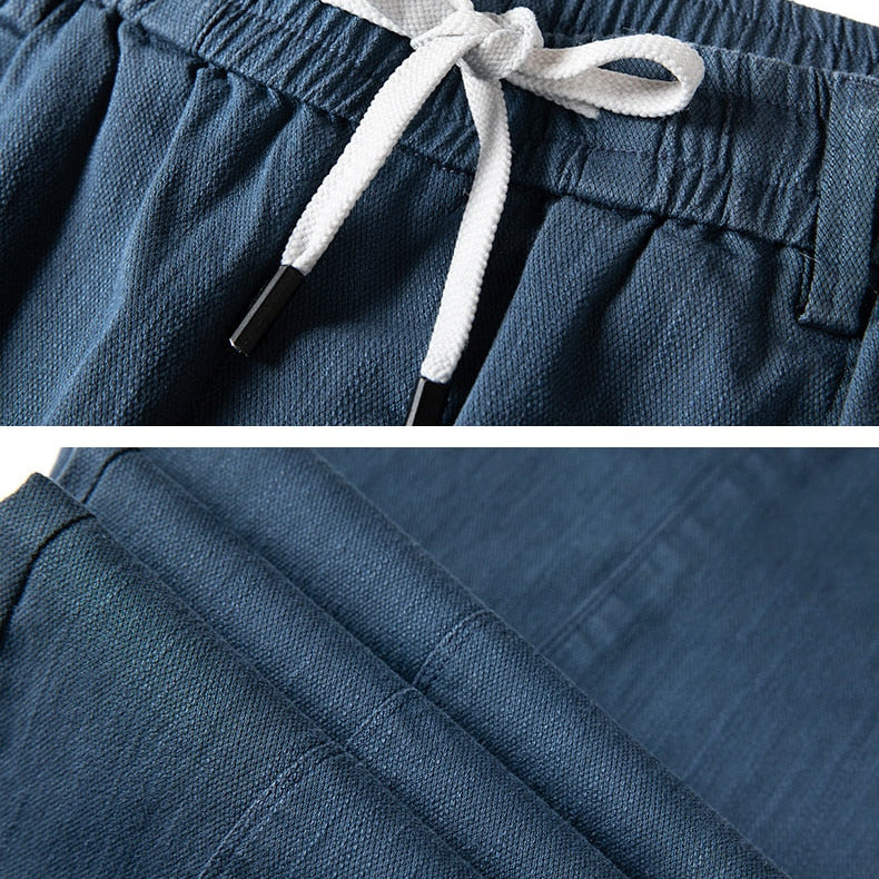 Vinny Loose Pants in blue with elastic waistband and drawstring.