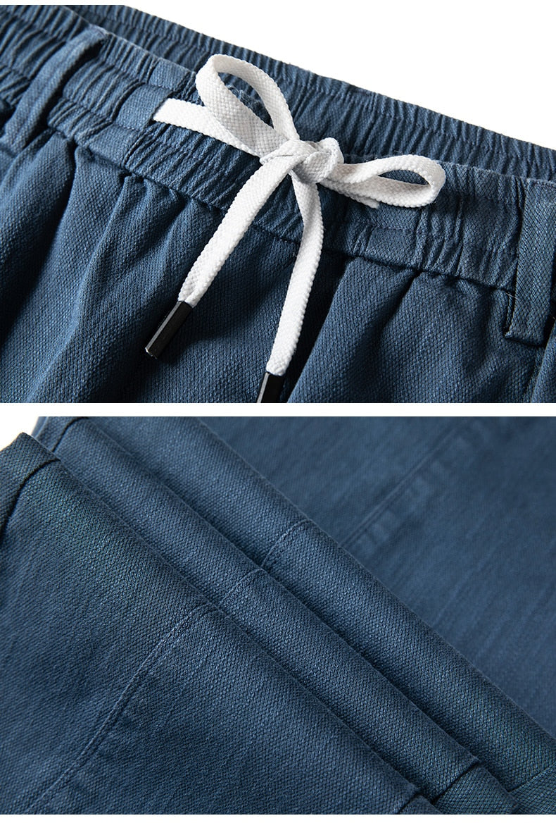 Vinny Loose Pants in blue with elastic waistband and drawstring.