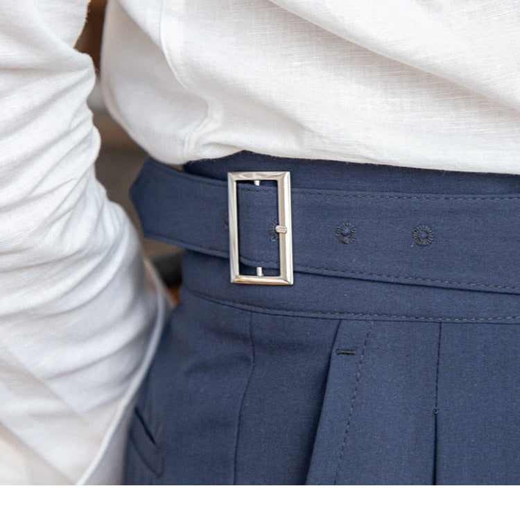 High Waist Business Trousers with belt detail showcasing elegant tailoring.
