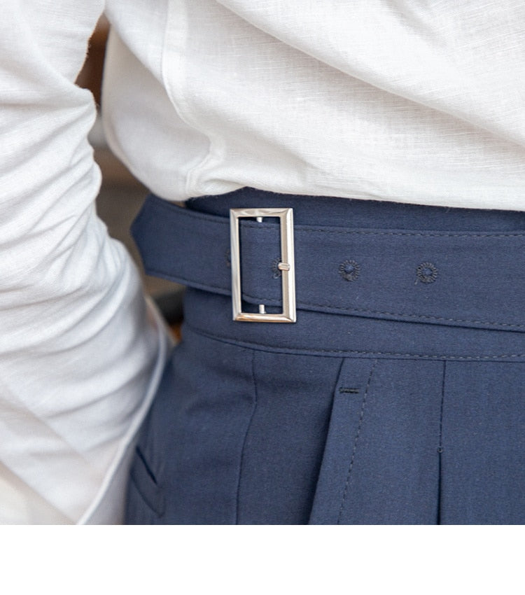 High Waist Business Trousers with belt detail showcasing elegant tailoring.