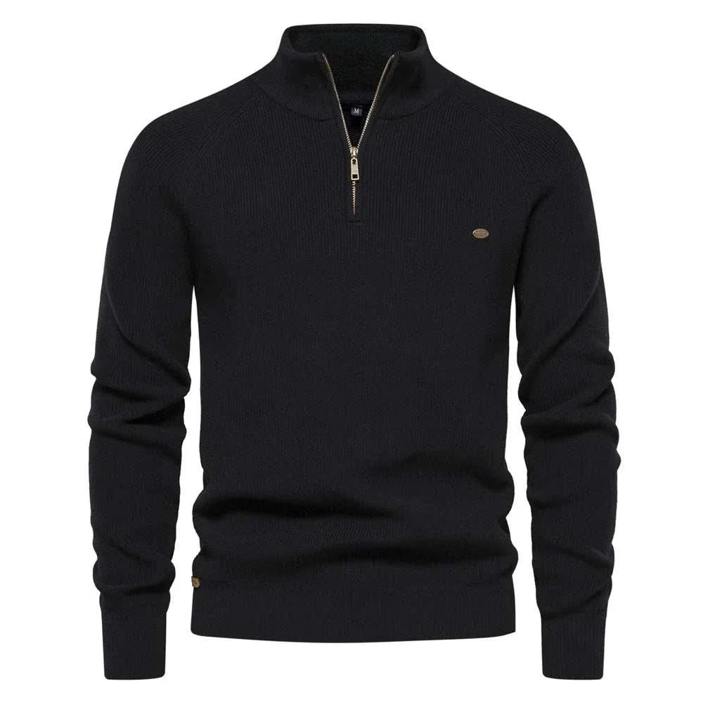 Men's high-collar sweater for autumn and winter made of cotton blend, stylish and cozy.