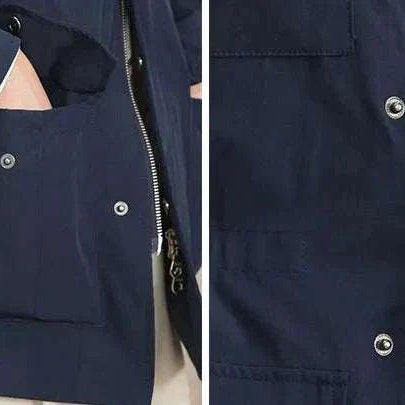 Close-up of British old money jacket showcasing buttons and zipper details.