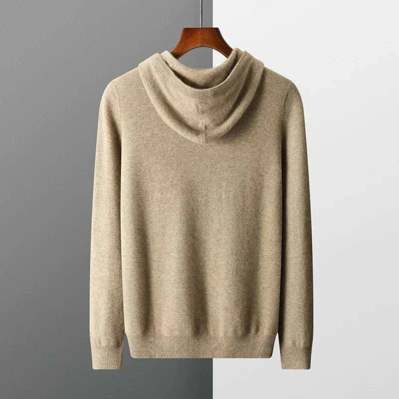 Wool cold season sweater for men in beige, cozy and stylish winter wear.