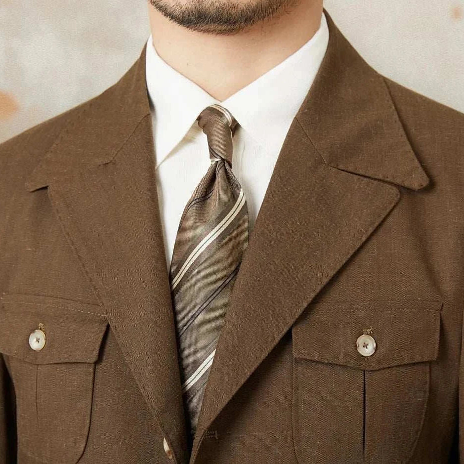 Autumn vintage old money coat in brown with classic button details.