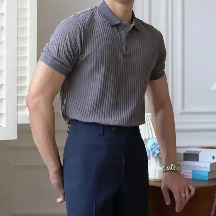 LUXELY vintage t-shirt for men, striped organic cotton, casual style.