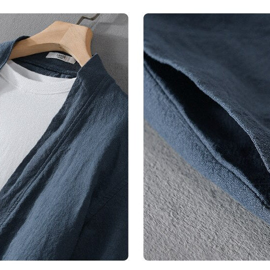 Antonios Linen Long-Sleeved Shirt with classic design and breathable linen-cotton fabric.